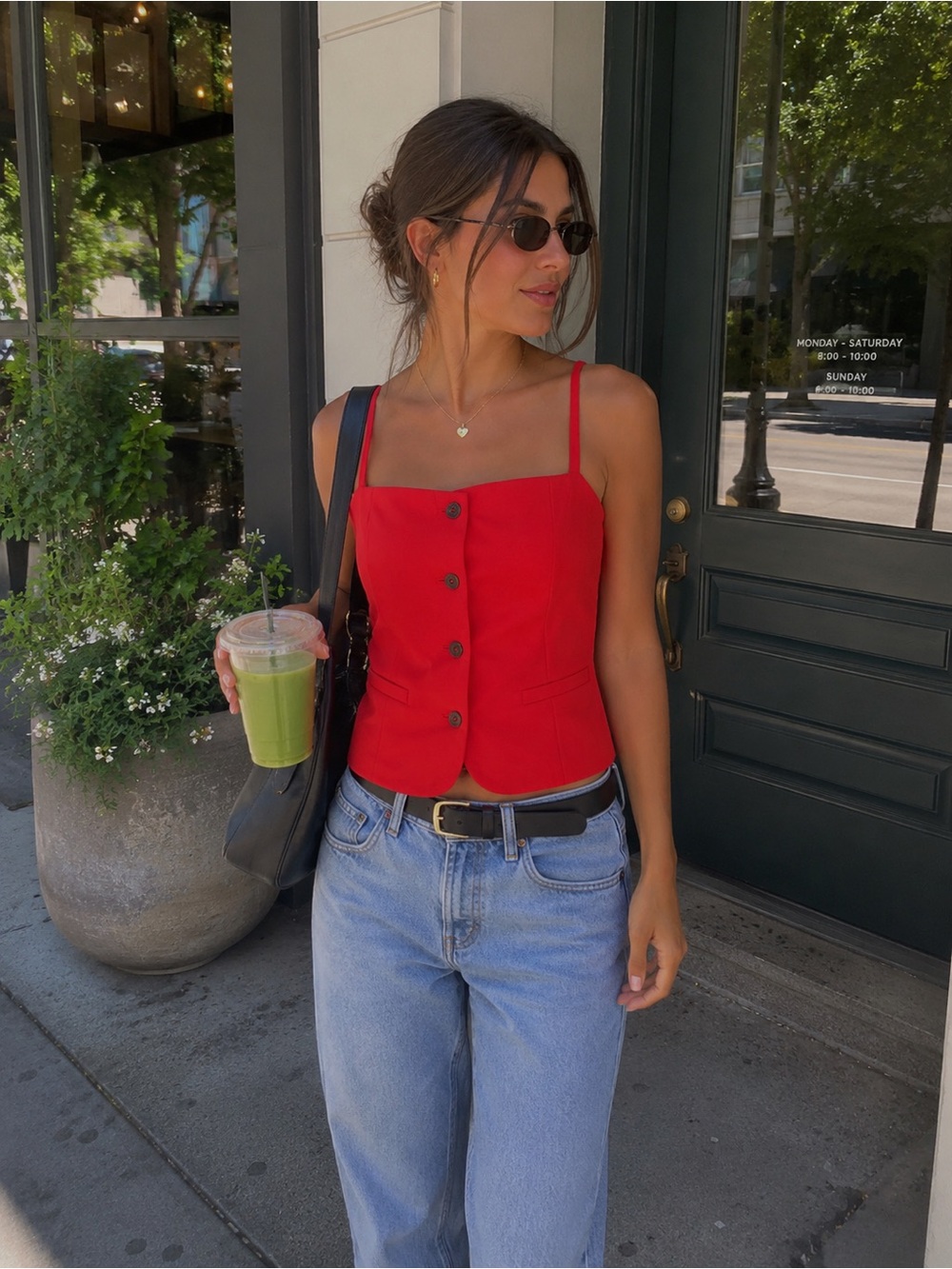ASTR the Label Red Button Front Tailored Vest